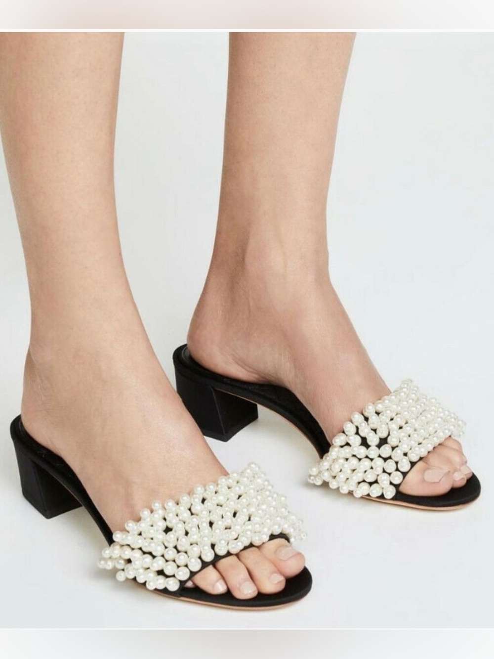 Tory Burch Tatiana Pearls Satin & Leather Sandals